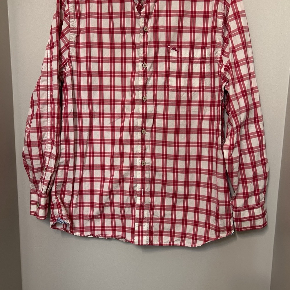 Tommy Bahama Button Up Shirt Mens Medium Pink Check Preppy Casual Long Sleeve - Picture 2 of 7